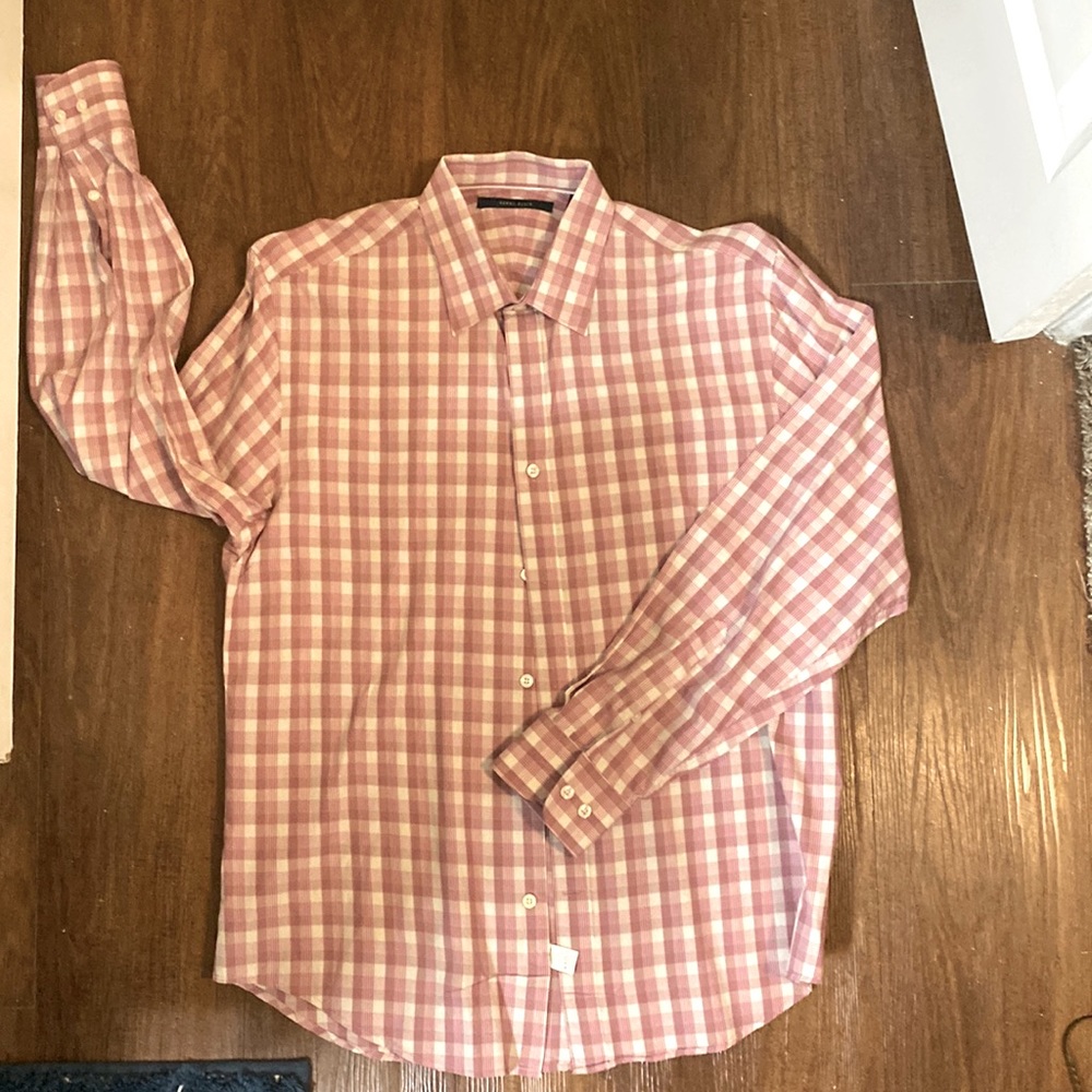 Perry Ellis-Long Sleeve-Button Down-Large-Excellent Condition - Pink and Grey